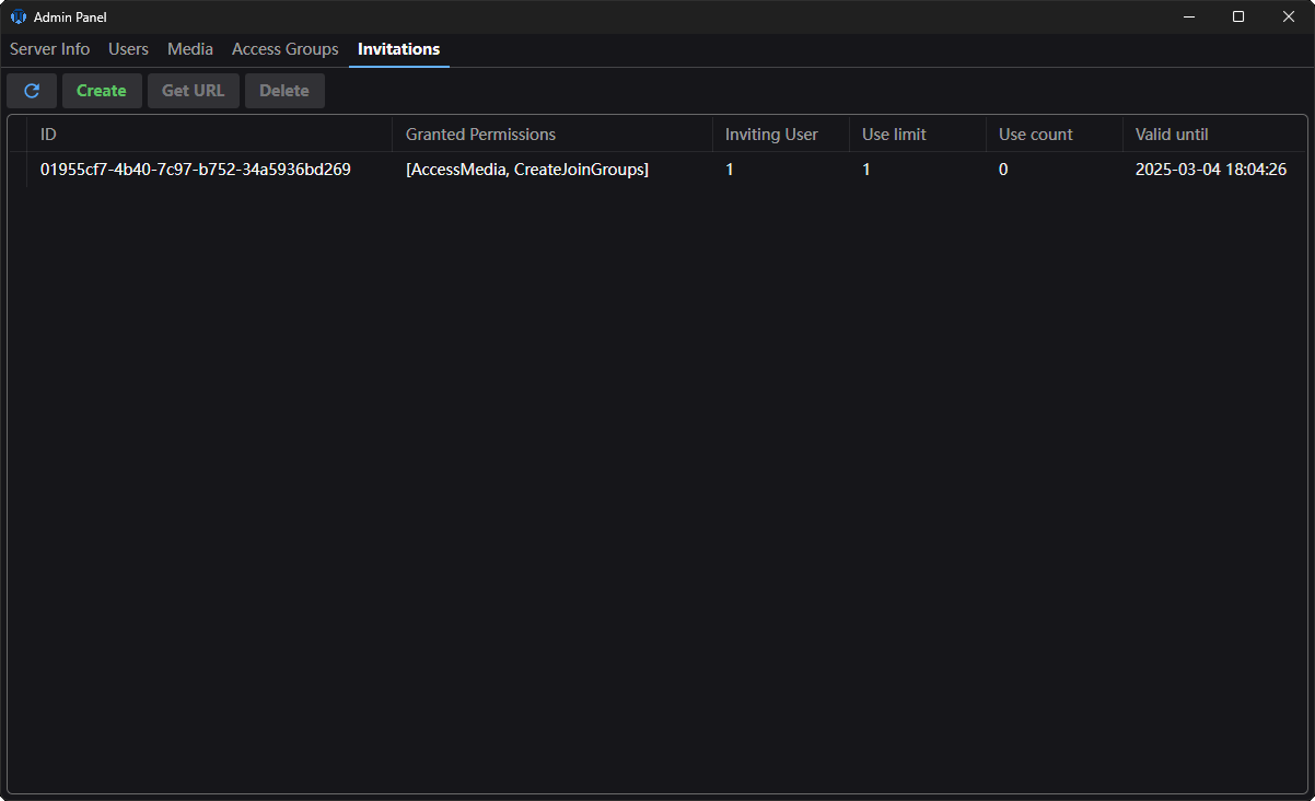 Server invitation admin