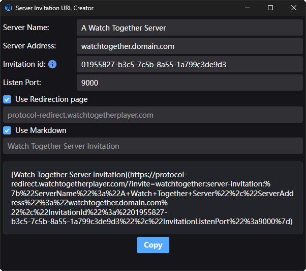Server invitation URL creator