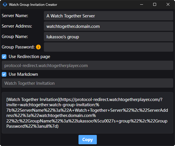 Watch group invitation creator
